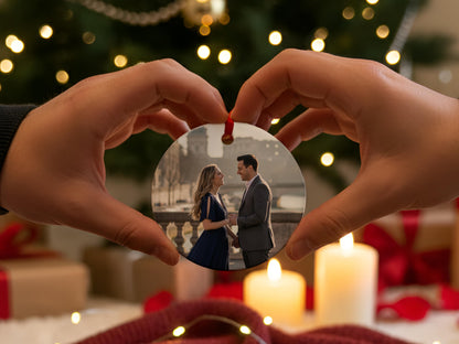 Engaged Ornament Christmas, Personalized Engagement Gifts, Where It All Began Map Ornament, Custom Christmas Couple Photo Newlywed Ornament