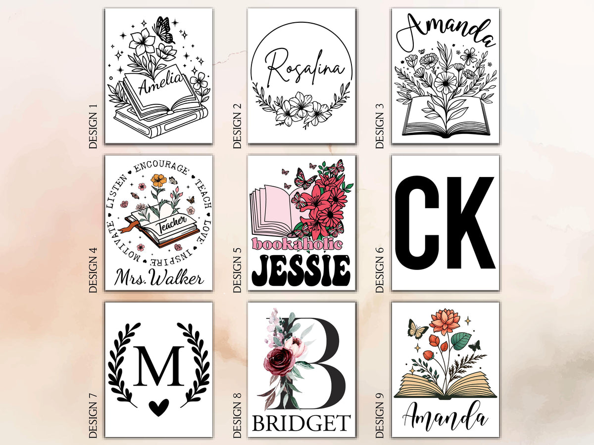 Personalized Magnetic Leather Bookmark, Custom Name Floral Book Lover Gift, Teacher Appreciation Gift, Reading Accessory, Book Club