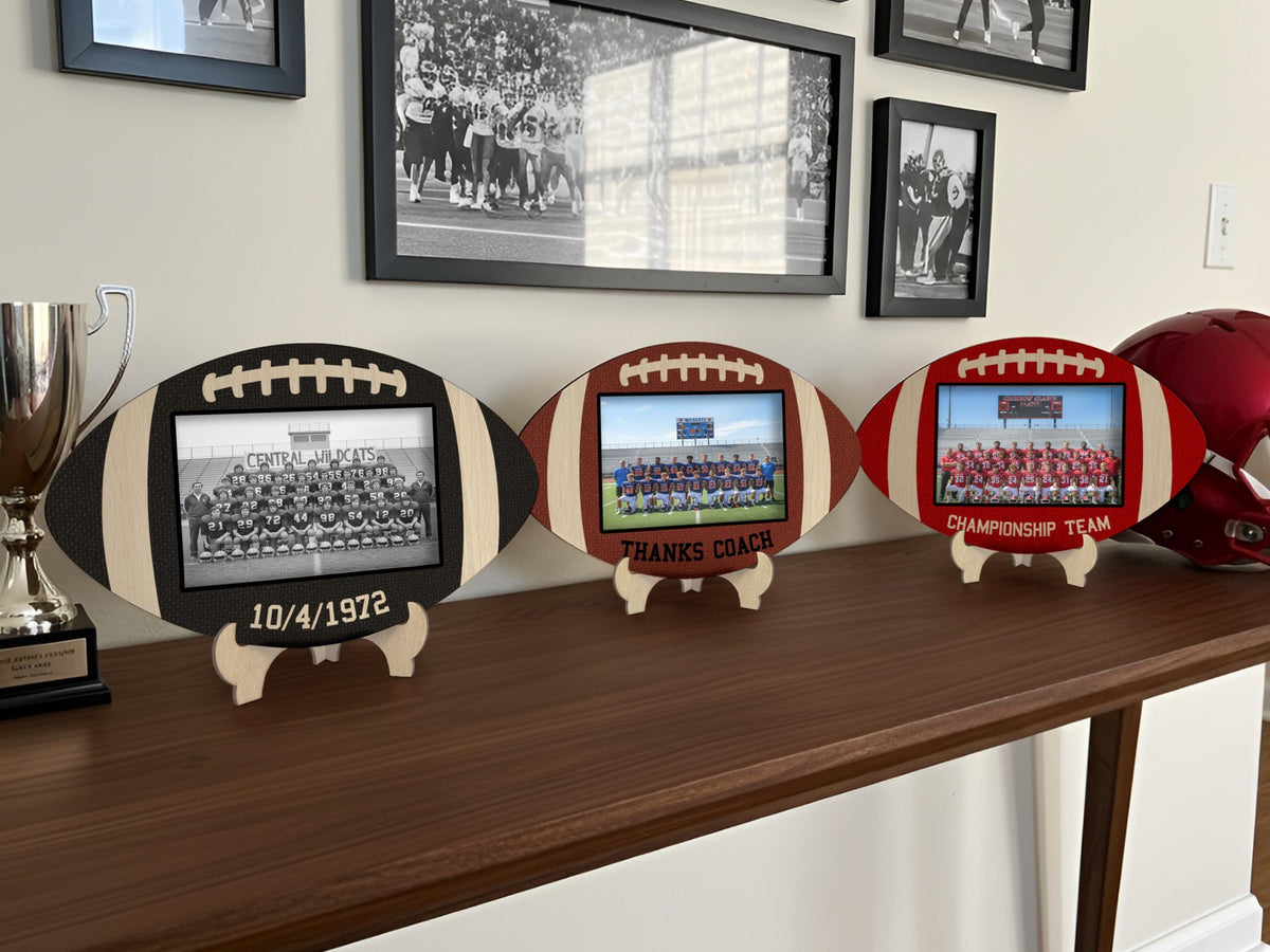 Personalized Football Photo Sign Gift For Coach Appreciation Gift, Football Wooden Custom Text Sign with Photo Gift, Football Coach Plaque