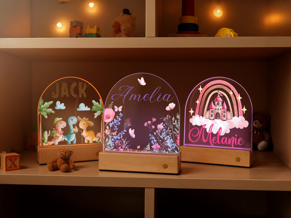 Personalized Night Light for Kids, Custom Name Lamp for Kids Room Decor Nursery, Dinosaur Ballerina Kids Christmas Birthday Baby Shower Gift