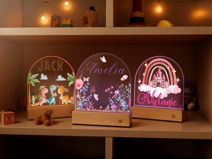 Personalized Night Light for Kids, Custom Name Lamp for Kids Room Decor Nursery, Dinosaur Ballerina Kids Christmas Birthday Baby Shower Gift
