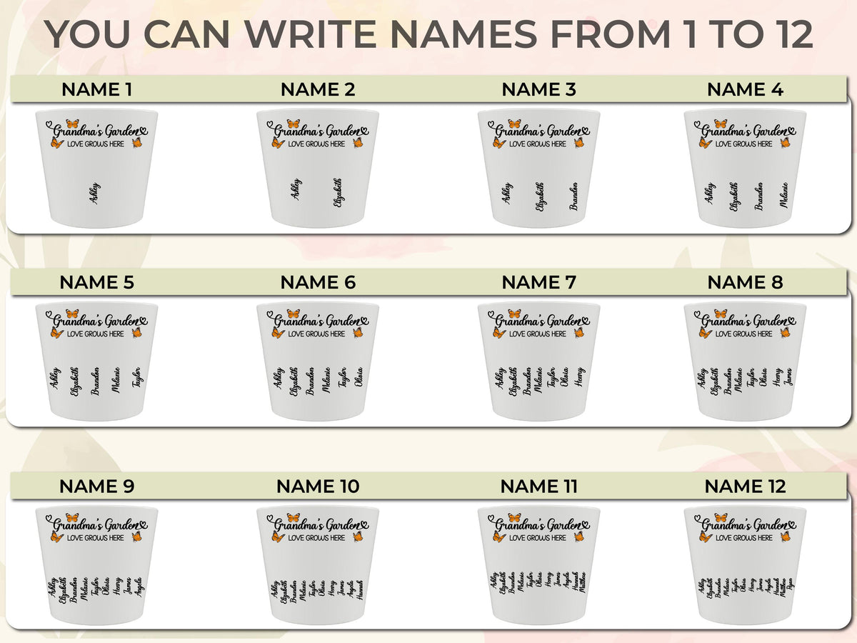 Personalized Flower Pot with Grandkids Name | Custom Gift for Grandma | Custom Grandma Gift for Mothers Day Gift | Custom Outdoor Flower Pot
