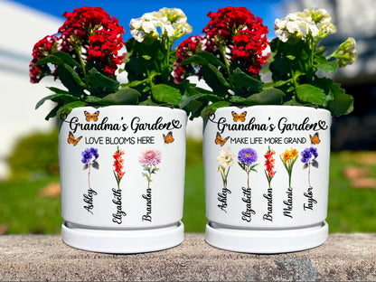 Personalized Flower Pot with Grandkids Name | Custom Gift for Grandma | Custom Grandma Gift for Mothers Day Gift | Custom Outdoor Flower Pot