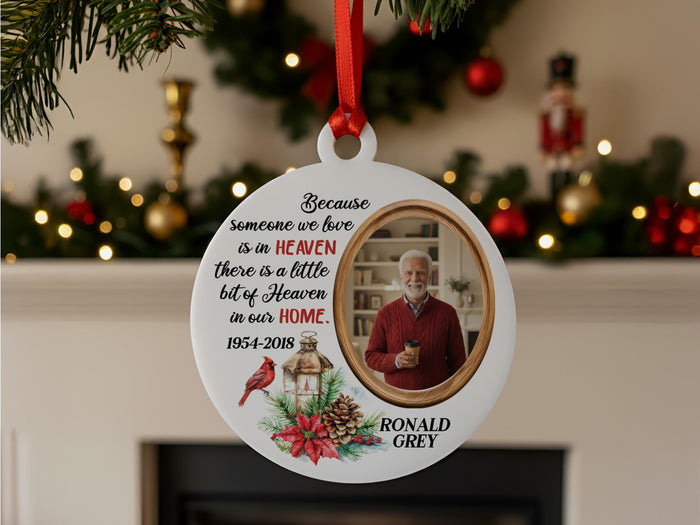 Personalized Text And Photo Ornament, Custom Memorial Gift Keepsake, Family Christmas Ornament with Picture, Remembrance Holiday Ornament