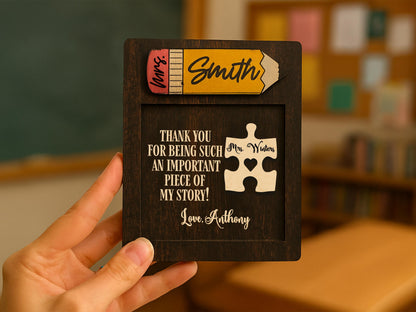 Personalized Teacher Notepad Holder, Custom Teacher Appreciation Gift, Preschool Sticky Note Holder, Classroom Desk Gift, Teacher Name Sign