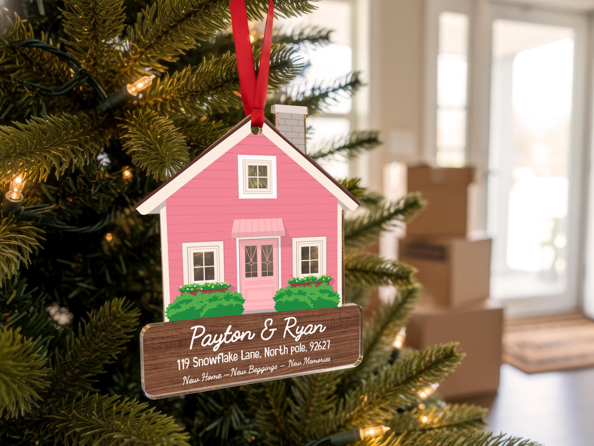 First Christmas in Our New Home Gift, Personalized Family Christmas Ornament, Couple Christmas Gift for Family Ornament Xmas Tree Decoration
