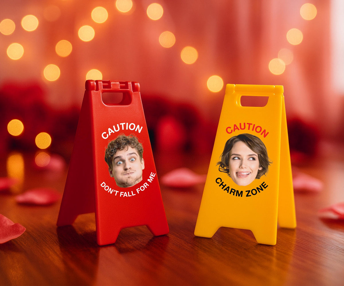 Custom Face Mini Sign, Personalized Caution Photo Sign, Funny Desk Decoration, Custom Warning Sign Gift, Personalized Gag Gift for Him Her