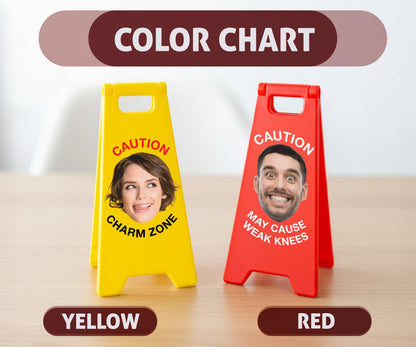 Custom Face Mini Sign, Personalized Caution Photo Sign, Funny Desk Decoration, Custom Warning Sign Gift, Personalized Gag Gift for Him Her