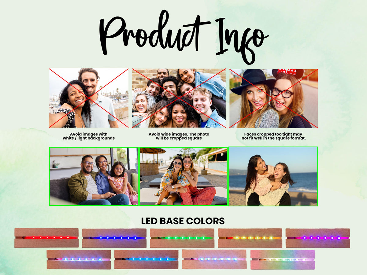 Personalized Best Friend Photo LED Night Light, Custom Photo Gifts for Her, Acrylic Plaque Dad Mom Christmas Long Distance Friendship Gifts