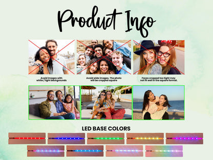 Personalized Best Friend Photo LED Night Light, Custom Photo Gifts for Her, Acrylic Plaque Dad Mom Christmas Long Distance Friendship Gifts