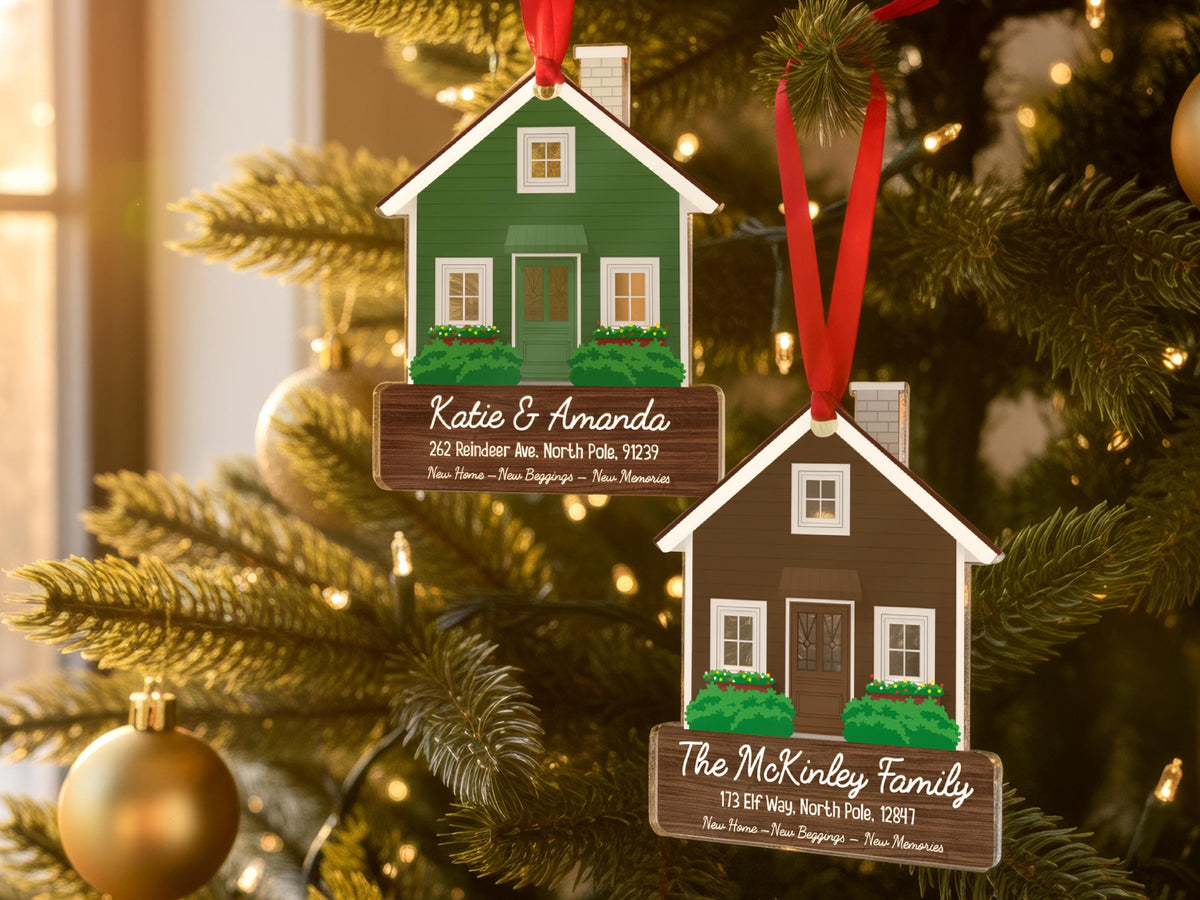 First Christmas in Our New Home Gift, Personalized Family Christmas Ornament, Couple Christmas Gift for Family Ornament Xmas Tree Decoration