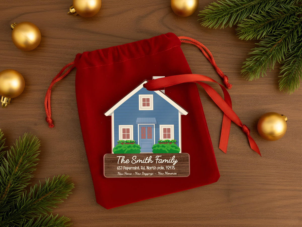 First Christmas in Our New Home Gift, Personalized Family Christmas Ornament, Couple Christmas Gift for Family Ornament Xmas Tree Decoration