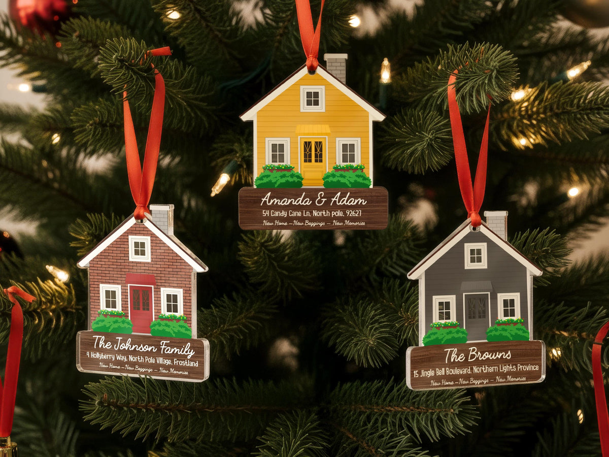First Christmas in Our New Home Gift, Personalized Family Christmas Ornament, Couple Christmas Gift for Family Ornament Xmas Tree Decoration