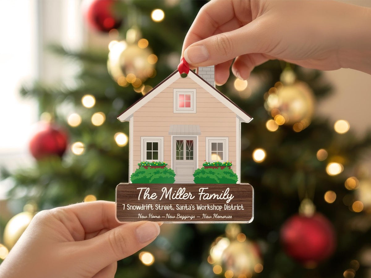 First Christmas in Our New Home Gift, Personalized Family Christmas Ornament, Couple Christmas Gift for Family Ornament Xmas Tree Decoration