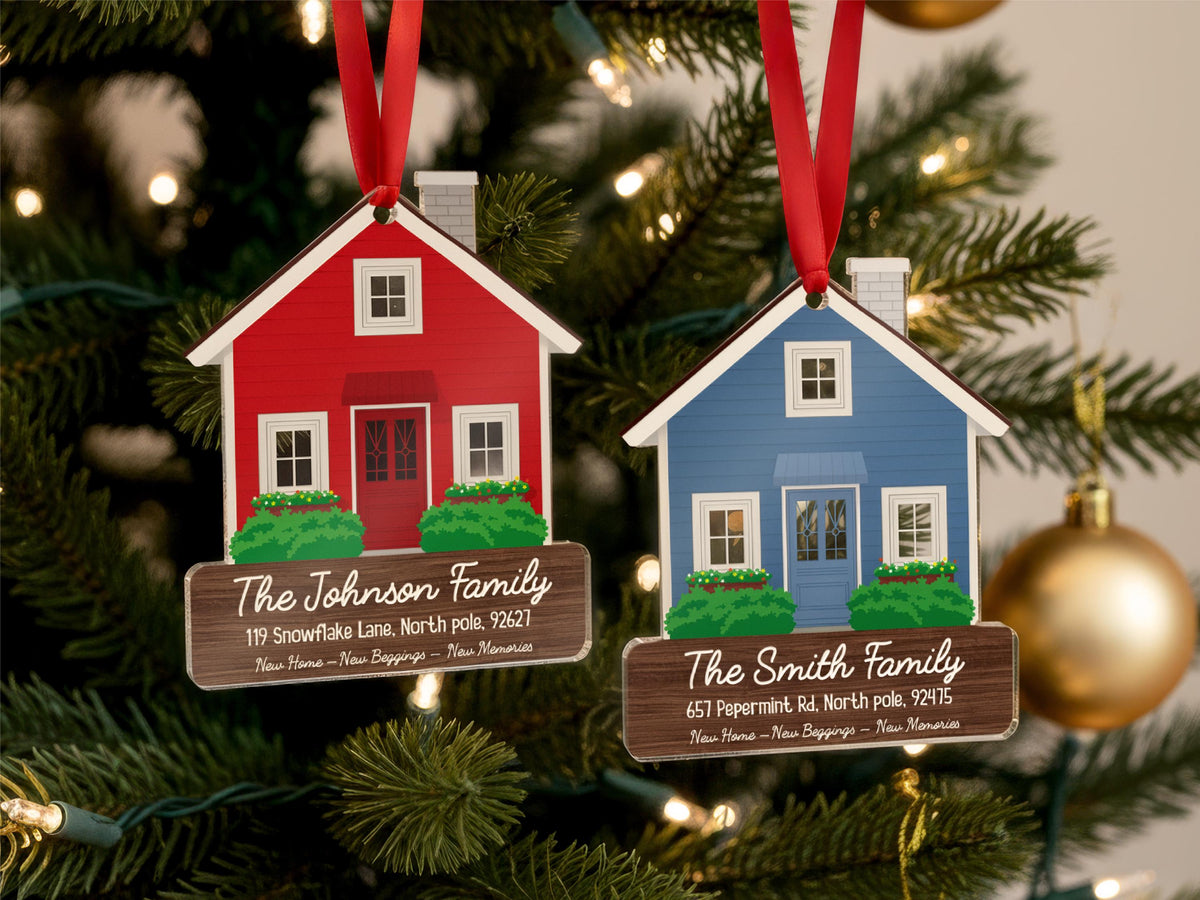 First Christmas in Our New Home Gift, Personalized Family Christmas Ornament, Couple Christmas Gift for Family Ornament Xmas Tree Decoration
