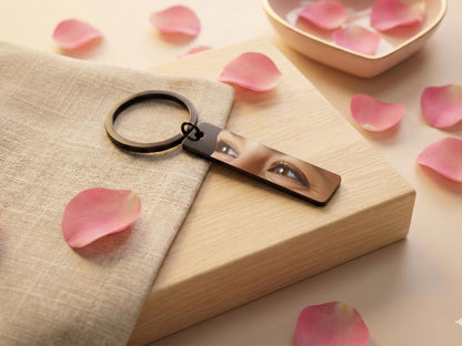 Custom Eye Photo Keychain Personalized Gifts for Him, Stainless Steel Keychain, Boyfriend Gifts for Him,  Long-Distance Relationships Gift