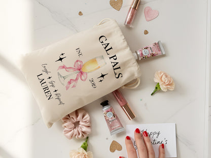 Galantines Day Gift, Girls Birthday Party Favor, Cocktail Drawstring Bag, Girls Trip Gift, Bridesmaid Proposal Gift Pouch, Bestfriend Gifts