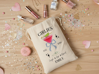 Galantines Day Gift, Girls Birthday Party Favor, Cocktail Drawstring Bag, Girls Trip Gift, Bridesmaid Proposal Gift Pouch, Bestfriend Gifts