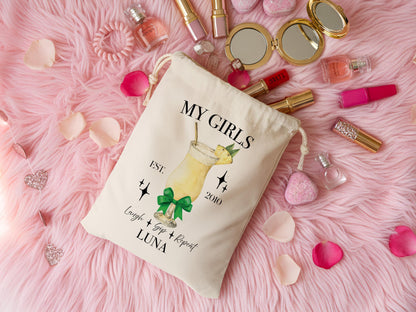 Galantines Day Gift, Girls Birthday Party Favor, Cocktail Drawstring Bag, Girls Trip Gift, Bridesmaid Proposal Gift Pouch, Bestfriend Gifts