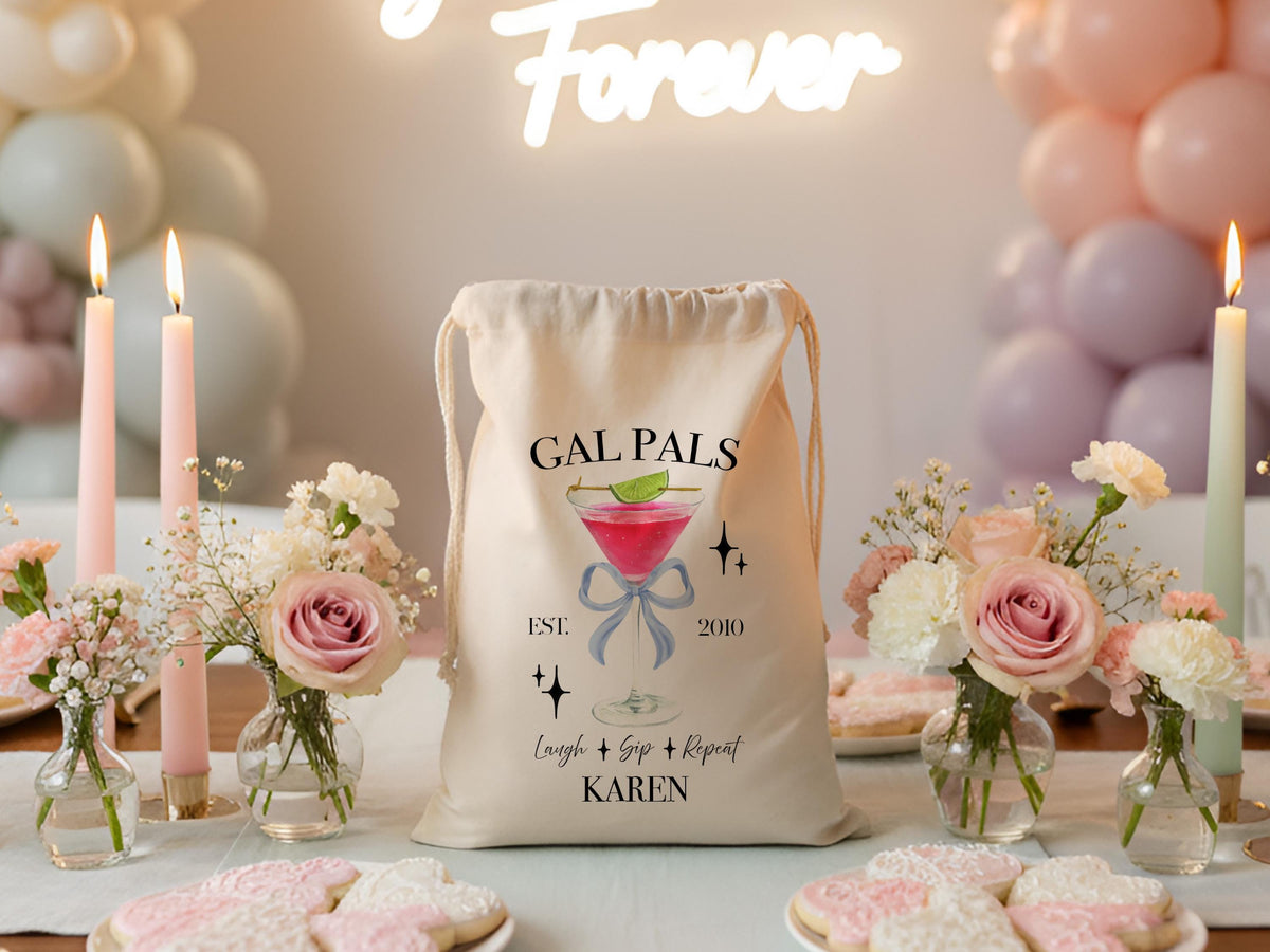 Galantines Day Gift, Girls Birthday Party Favor, Cocktail Drawstring Bag, Girls Trip Gift, Bridesmaid Proposal Gift Pouch, Bestfriend Gifts