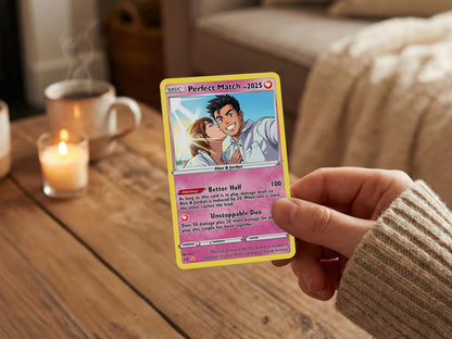 Anniversary Card, Retro Anime Photo Card, Personalized Valentine Gifts, Couple Trading Card Gift, Gamer Keepsake Wedding Photo Gift for Him
