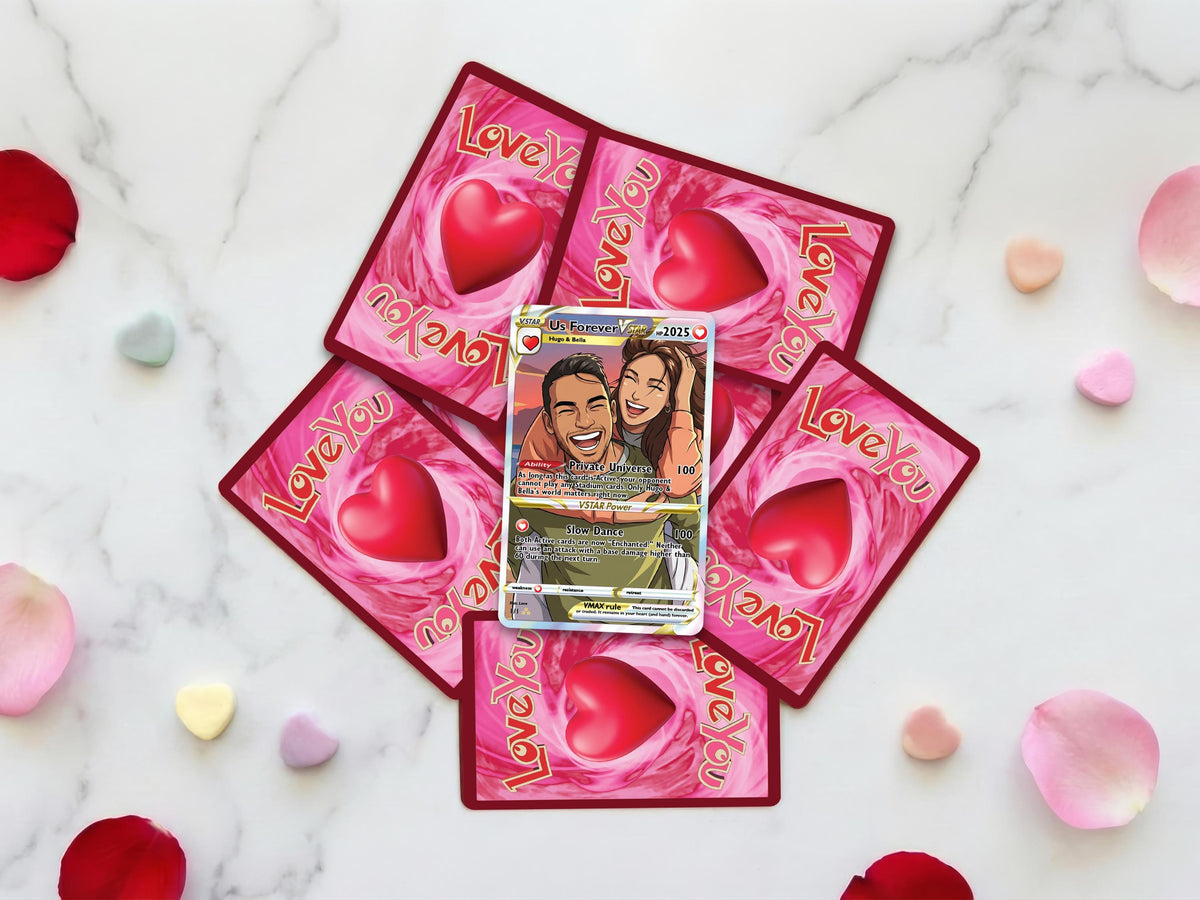 Valentine's Day Couple Card for Anniversary Gift, Lover Gift with Photo, Anime Couple Gift, Valentines Anime Card Gift for Gamer Boyfriend