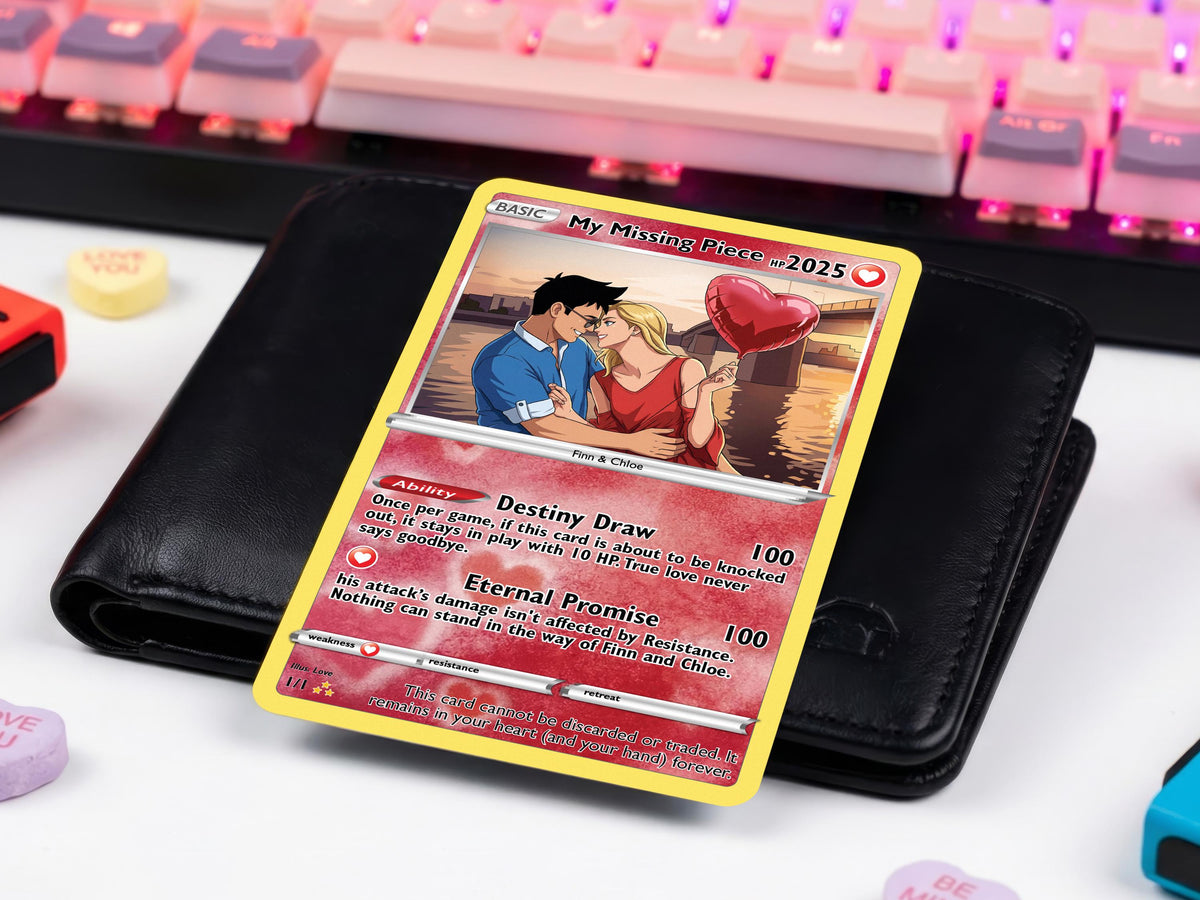 Valentine's Day Couple Card for Anniversary Gift, Lover Gift with Photo, Anime Couple Gift, Valentines Anime Card Gift for Gamer Boyfriend