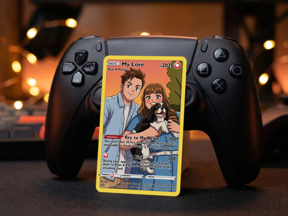 Valentine's Day Couple Card for Anniversary Gift, Lover Gift with Photo, Anime Couple Gift, Valentines Anime Card Gift for Gamer Boyfriend