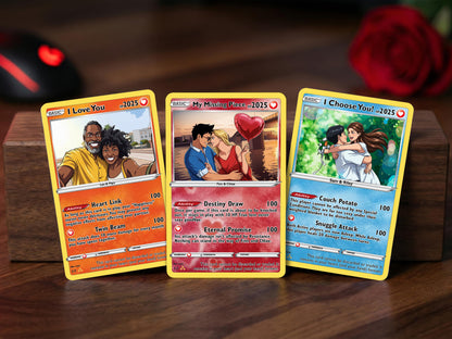 Valentine's Day Couple Card for Anniversary Gift, Lover Gift with Photo, Anime Couple Gift, Valentines Anime Card Gift for Gamer Boyfriend