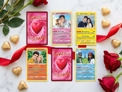 Anniversary Card, Retro Anime Photo Card, Personalized Valentine Gifts, Couple Trading Card Gift, Gamer Keepsake Wedding Photo Gift for Him
