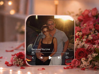 Personalized Valentine Music Fridge Magnet with Photo, Song Album Magnet, Romantic Gift for Couple, Boyfriend Girlfriend Valentine Gift