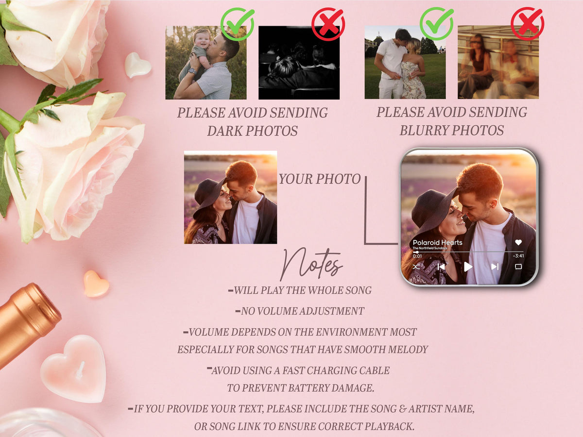 Personalized Valentine Music Fridge Magnet with Photo, Song Album Magnet, Romantic Gift for Couple, Boyfriend Girlfriend Valentine Gift