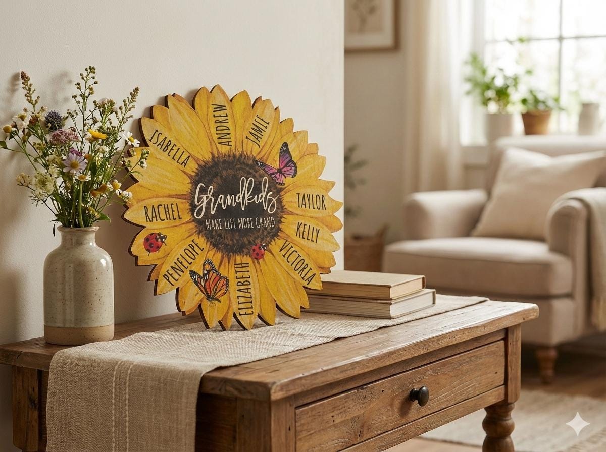 Personalized Grandmas Garden Flower Gift for Housewarming Gifts, Custom Flower Home Decoration Gift For New Home Gift, Grandma Gift Flower