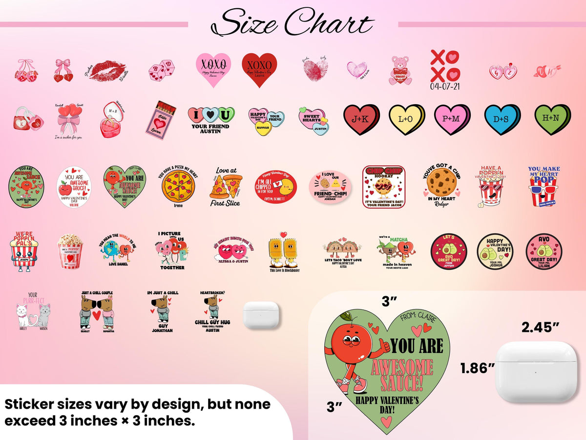 Personalized Valentine Popcorn Stickers, Poppin Valentines Day Labels, Non Candy Classroom Valentines, 50 Design Option Stickers
