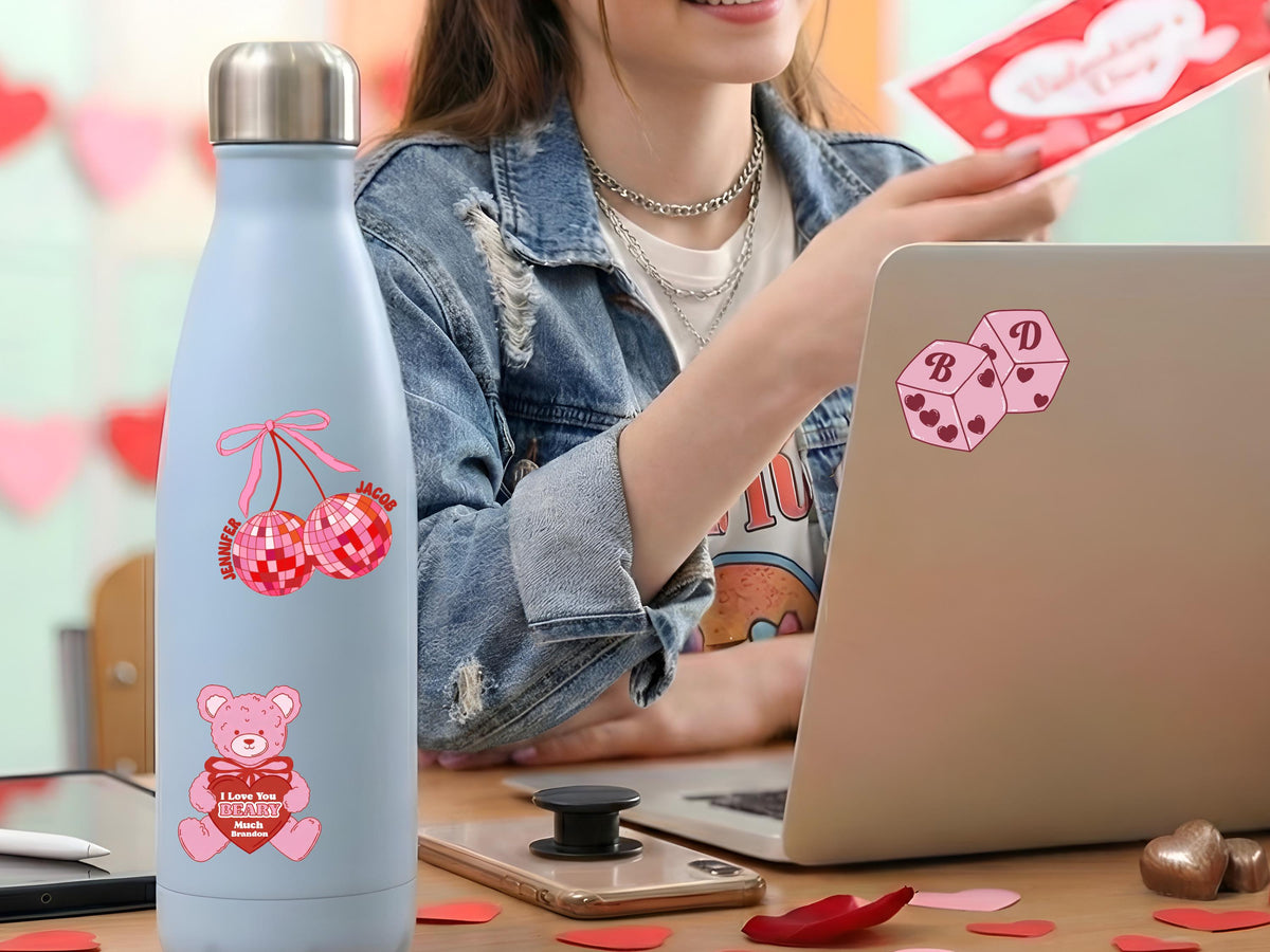 Personalized Valentine Popcorn Stickers, Poppin Valentines Day Labels, Non Candy Classroom Valentines, 50 Design Option Stickers