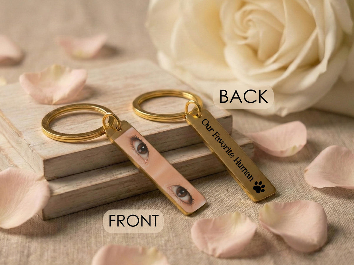 Custom Eye Photo Keychain Personalized Gifts for Him, Stainless Steel Keychain, Boyfriend Gifts for Him,  Long-Distance Relationships Gift