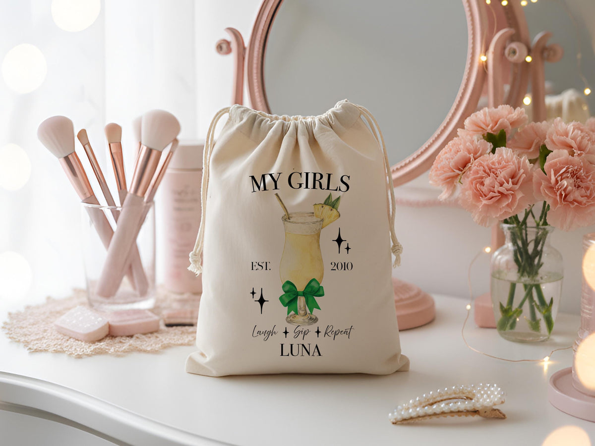 Galantines Day Gift, Girls Birthday Party Favor, Cocktail Drawstring Bag, Girls Trip Gift, Bridesmaid Proposal Gift Pouch, Bestfriend Gifts