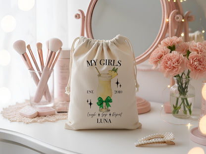 Galantines Day Gift, Girls Birthday Party Favor, Cocktail Drawstring Bag, Girls Trip Gift, Bridesmaid Proposal Gift Pouch, Bestfriend Gifts