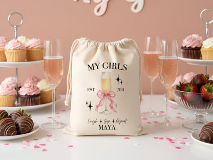 Galantines Day Gift, Girls Birthday Party Favor, Cocktail Drawstring Bag, Girls Trip Gift, Bridesmaid Proposal Gift Pouch, Bestfriend Gifts