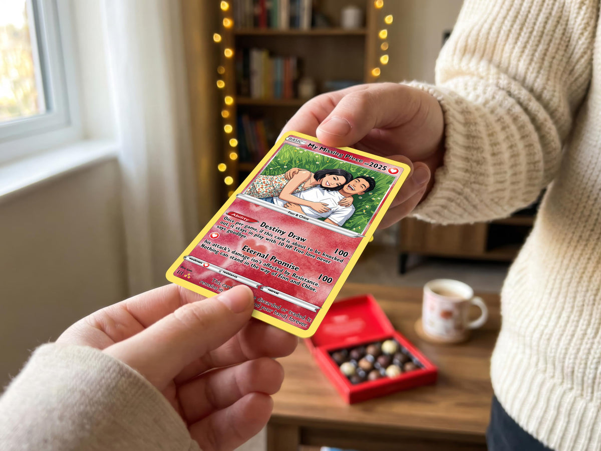 Anniversary Card, Retro Anime Photo Card, Personalized Valentine Gifts, Couple Trading Card Gift, Gamer Keepsake Wedding Photo Gift for Him