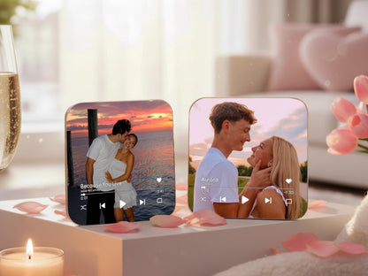 Personalized Valentine Music Fridge Magnet with Photo, Song Album Magnet, Romantic Gift for Couple, Boyfriend Girlfriend Valentine Gift