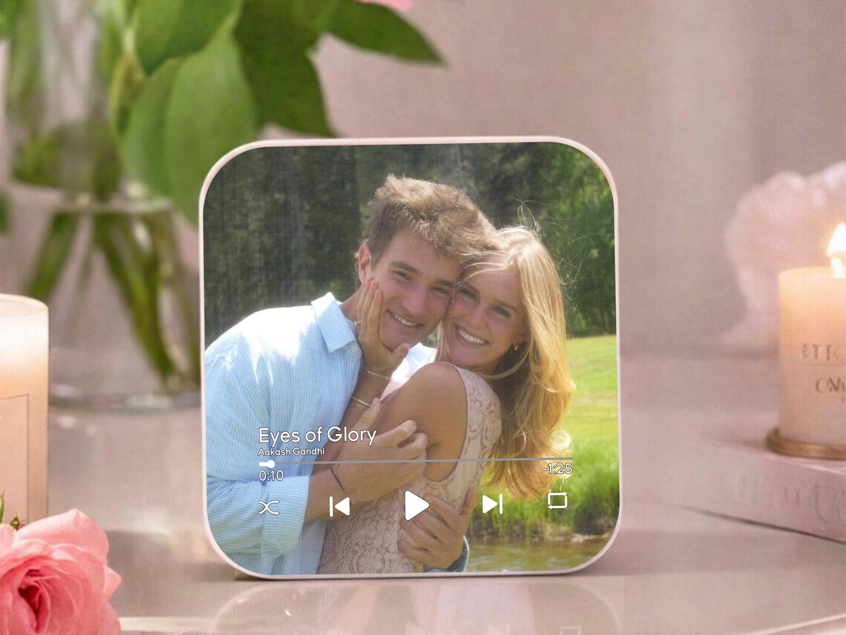 Personalized Valentine Music Fridge Magnet with Photo, Song Album Magnet, Romantic Gift for Couple, Boyfriend Girlfriend Valentine Gift