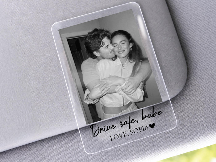 Personalized Valentine Photo Car Visor Clip, Drive Safe I Love You, Valentines Gift for Him, Gifts for Boyfriend, Husband Drive Safe Gift