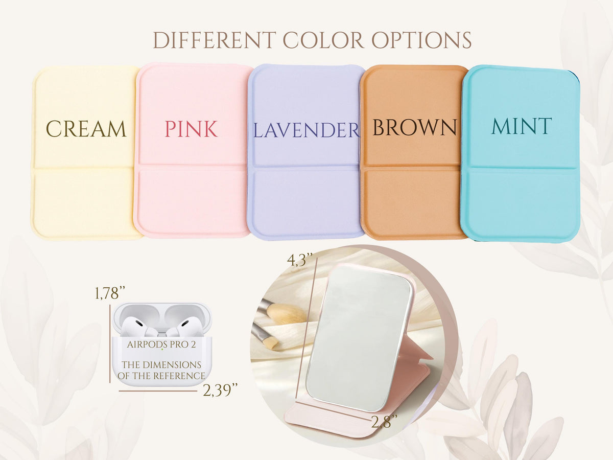 Bridesmaid Gift, Travel Pocket Mirror w/Initial, Personalized Makeup Mirror, Portable Folding Compact Makeup Mirror, Bachelorette Party Gift
