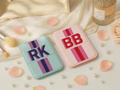 Bridesmaid Gift, Travel Pocket Mirror w/Initial, Personalized Makeup Mirror, Portable Folding Compact Makeup Mirror, Bachelorette Party Gift