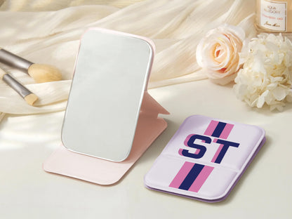 Bridesmaid Gift, Travel Pocket Mirror w/Initial, Personalized Makeup Mirror, Portable Folding Compact Makeup Mirror, Bachelorette Party Gift