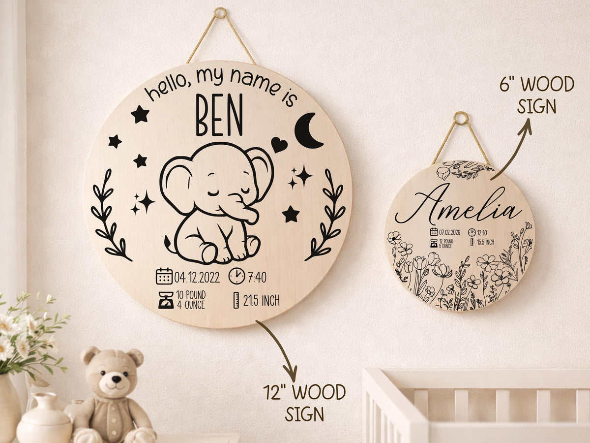 Baby Name With Birth Stats, Personalized Baby Sign, Hospital Newborn Arrival Announcement Sign, Newborn Name Wood Sign for Name Reveal Sign