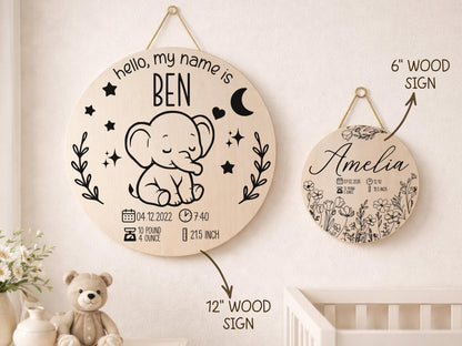 Baby Name With Birth Stats, Personalized Baby Sign, Hospital Newborn Arrival Announcement Sign, Newborn Name Wood Sign for Name Reveal Sign