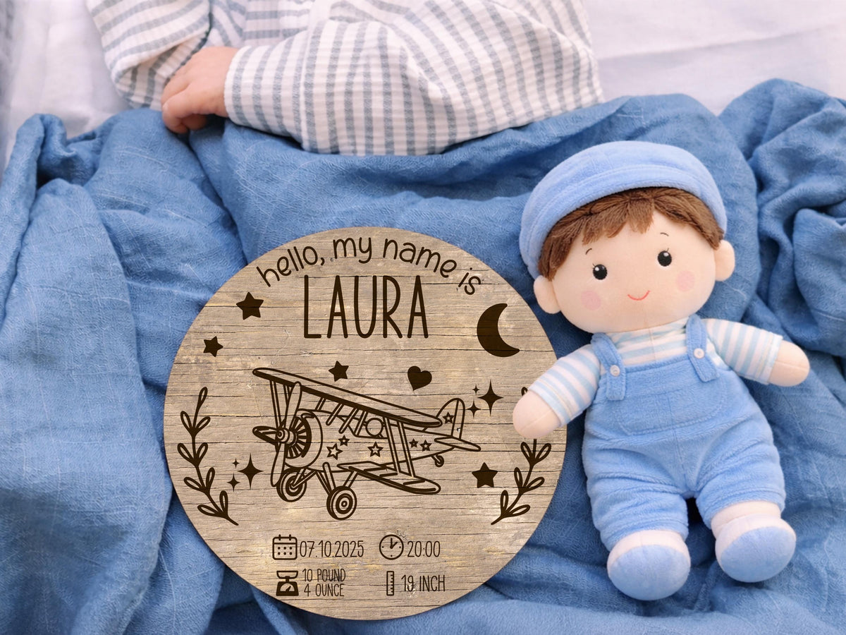 Baby Name With Birth Stats, Personalized Baby Sign, Hospital Newborn Arrival Announcement Sign, Newborn Name Wood Sign for Name Reveal Sign