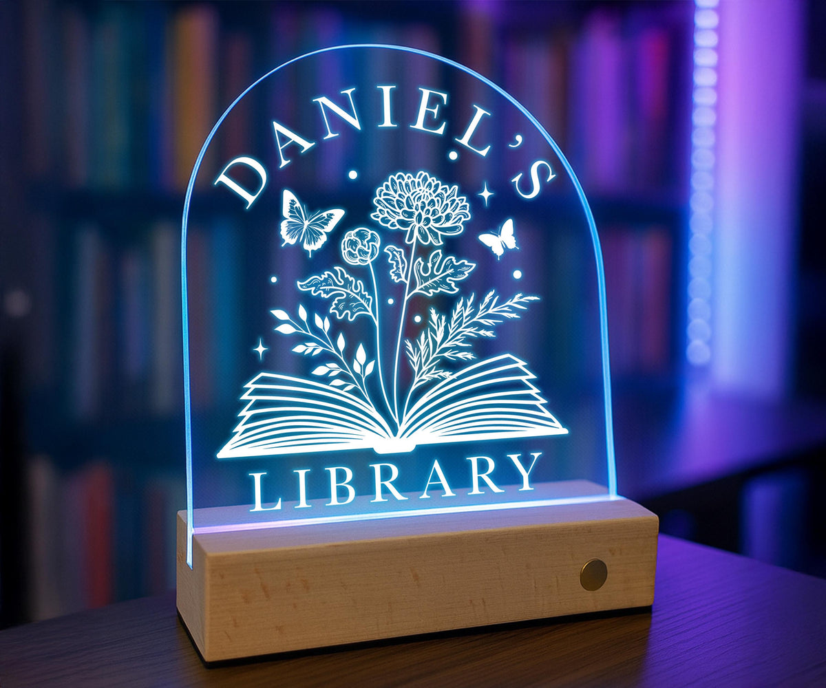 Custom Book Shelf Decor, Book Lover Gifts, Personalized Library Sign, LED Light Bookshelf Sign for Reading Corner Decor, Gifts for Readers
